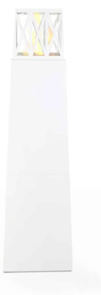 Grande cheminée éthanol Vulcano 145cm blanche avec brûleur sécurisé inox