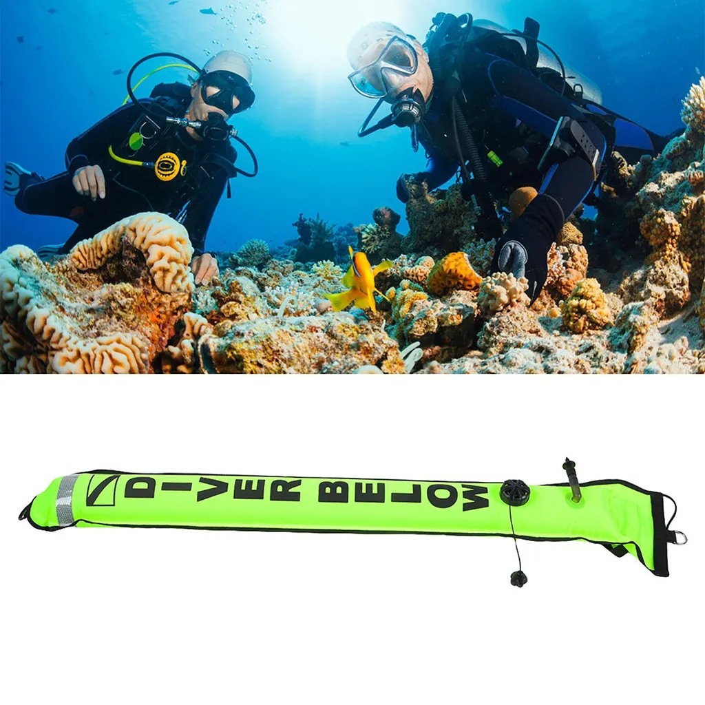 Bouée de Signalisation SMB Surface 120cm Jaune Fluorescent pour Plongée - 4