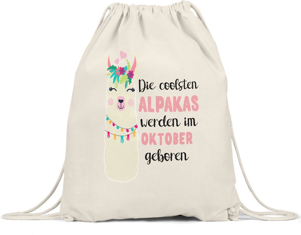 Die Coolsten Alpakas Werden im Oktober Geboren Turnbeutel Gymsack Wunschmonat Geschenkidee Geburtstag