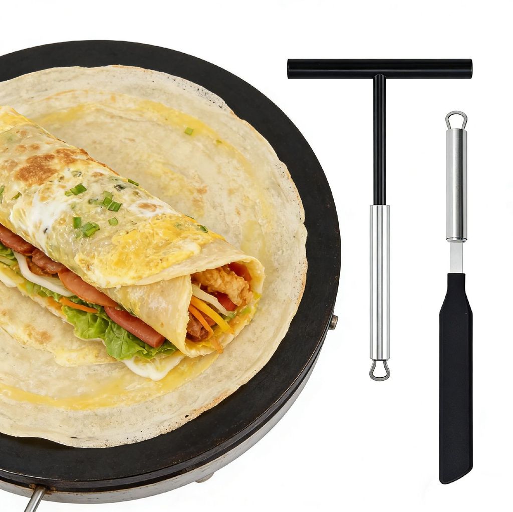 STILVORA Pfannenwender, Teigschaber & Teigkarte Set 2-teilig, Edelstahl mit Silikon, flexibel & hitzebeständig, ideal als Pfannkuchen-Spachtel, Ba...