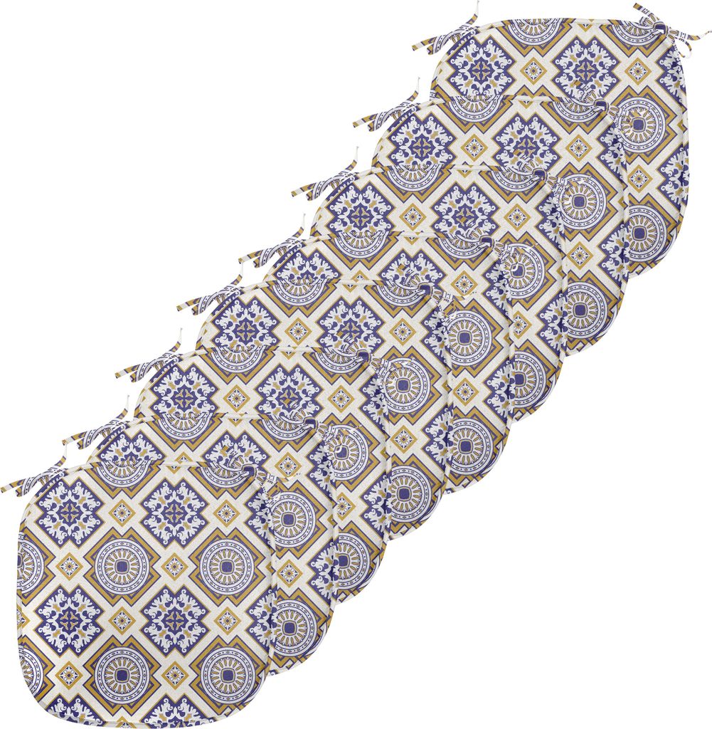 ABAKUHAUS Jahrgang Polster für Esszimmerstühle, Victorian Geometric, Dekoratives wasserfestes Kissen mit Riemen für Küchensitze, 40 cm x 40 cm-...