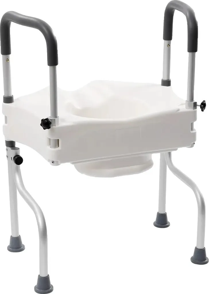 Réhausseur WC réglable 150kg avec accoudoirs de sécurité hauteur 53 cm