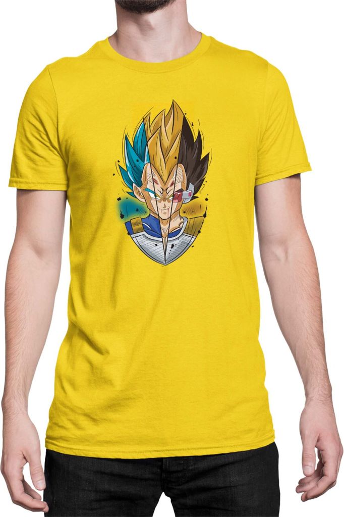 Herren T-Shirt Dragon Anime Manga Ball Z Vegeta Blue Yellow, Man XL / Gelb