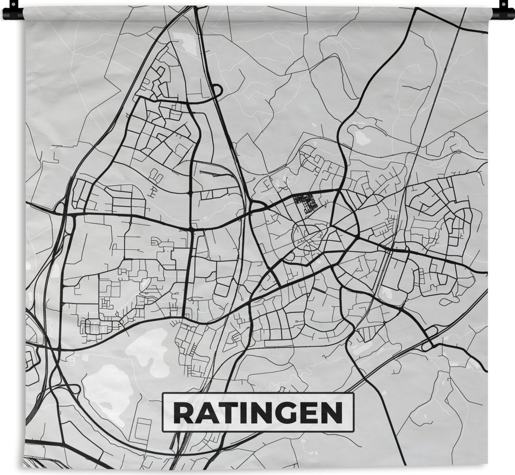 MuchoWow Wandteppich Wandbehang Deutschland - Karte - Ratingen - Karte 120x120 cm Tapisserie Dekoration Wandtuch - Modern - Baumwollgewebe