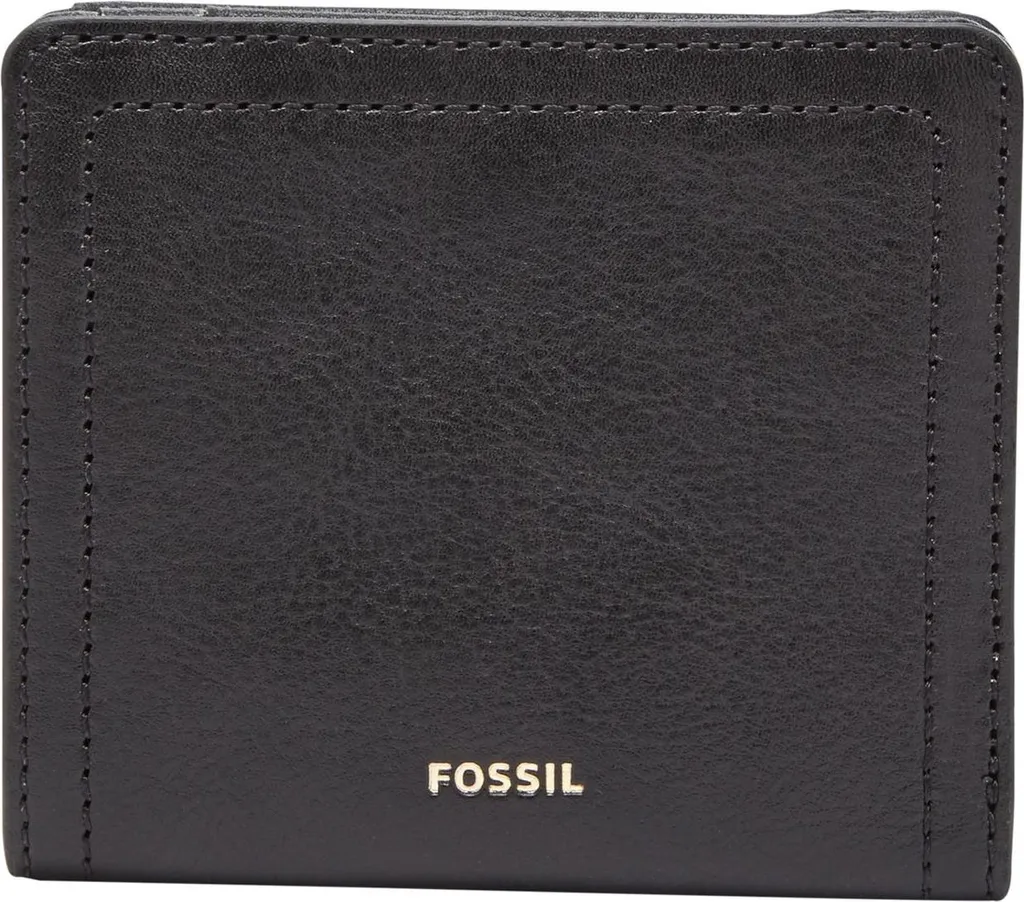 Fossil Logan RFID Small Bifold en cuir noir, porte-monnaie compact chic