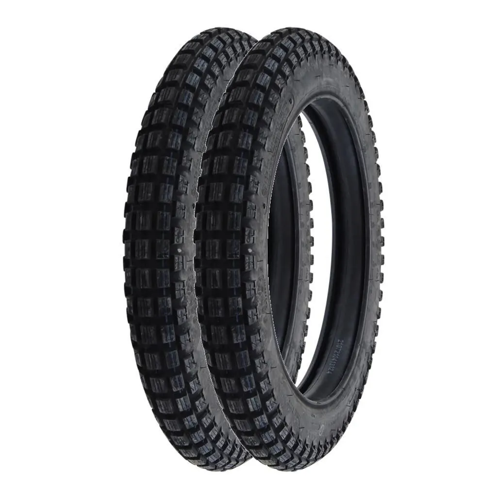 Lot de 2 Pneus Moto 3.00-16 Kenda K262 Profil Mixte Route et Chemins