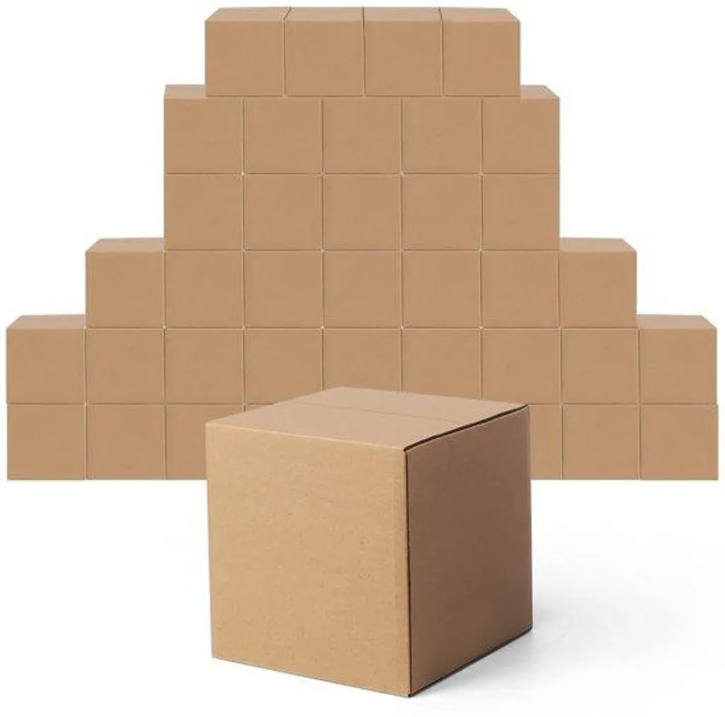 40 Petites Boîtes en Carton Kraft Ondulé - Format Cubique 15x15x15 cm