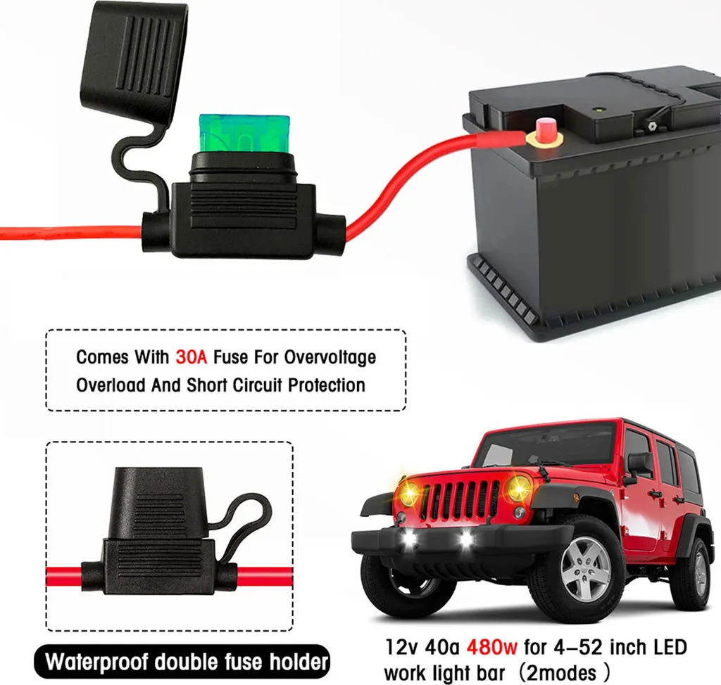 Set Cablaggio LED 12V 40A 480W | Interruttore Modalità Impermeabile