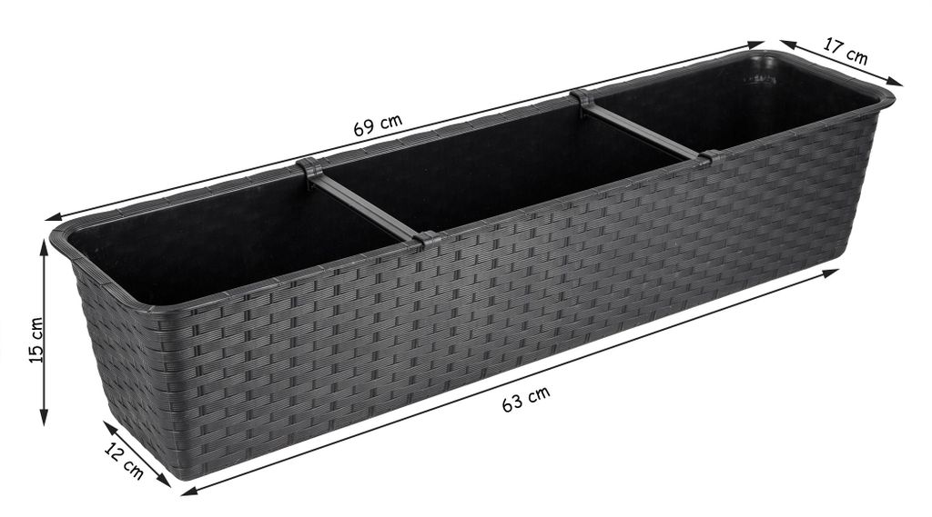 BigDean Blumenkasten mit Untersetzer 70 cm lang