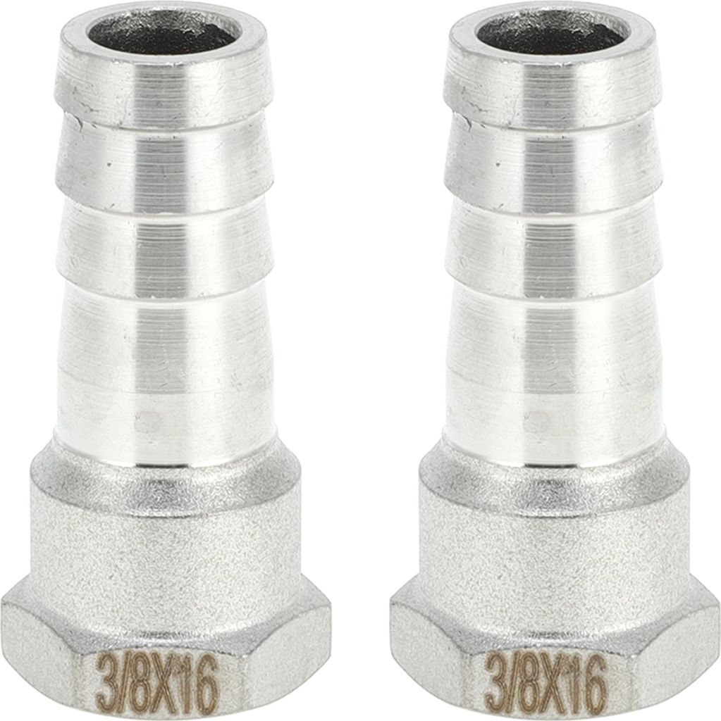 304 Edelstahl Schlauchstutzen 5/8" OD 3/8" BSPT Weibliches Gewindeverbinder für Luft Wasser Öl Gas Kraftstoff 2 Stück Silberton