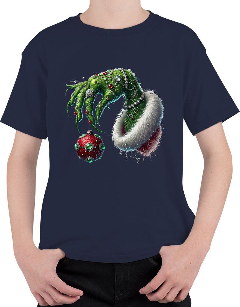 Grüne Hand Weihnachtskugel Dekorativ - Weihnachten Christmas Xmas Uni Kinder T-Shirt, Navy, 128