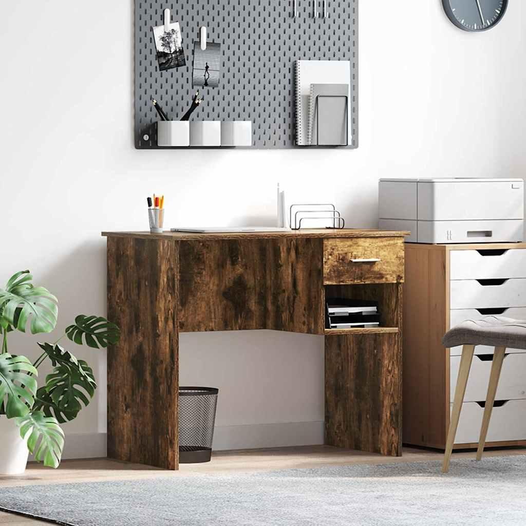 "im Angebot" Schreibtisch/Computertisch/Arbeitstisch - einfacher Aufbau - Geräucherte Eiche 90x49x75 cm Holzwerkstoff - PC Tisch CC24685