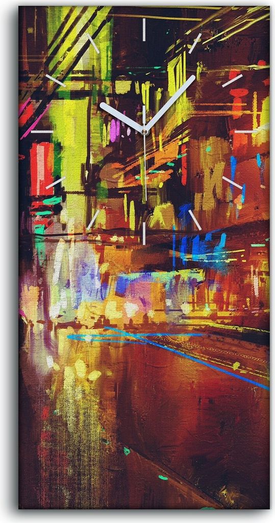 Leinwand Uhr Küche Wohnzimmer Bild 30x60 Stadt Straße Beleuchtung & Nachtleben - weiße Hände