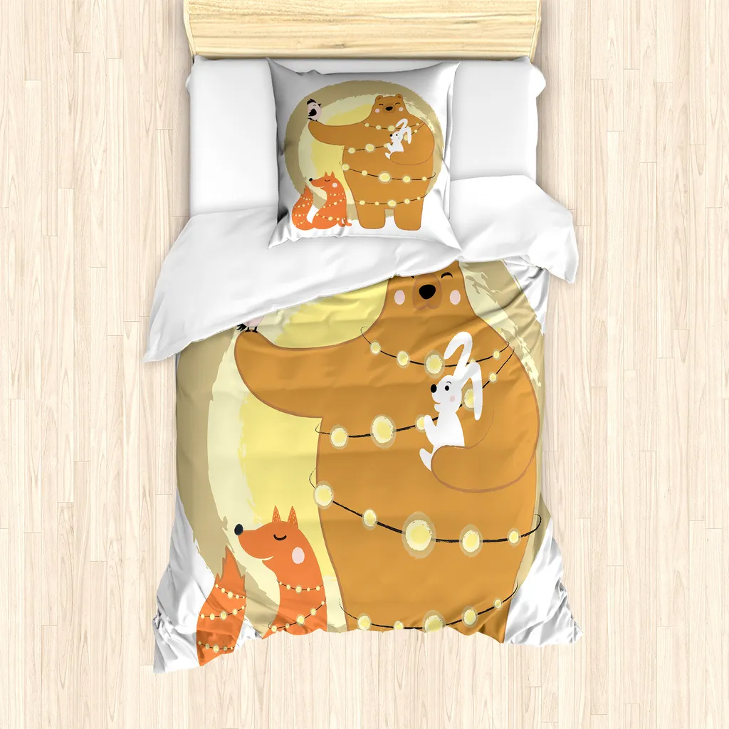 Arredo Letto Singolo ABAKUHAUS Beige Arancione - Set Antiacaro Fox