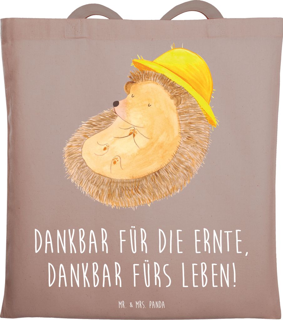 Mr. & Mrs. Panda Beutel Erntedankfest Dankbarkeit - Braun Pastell - Geschenk, Herbst, Tasche, Events, Leben, traditionelle Speisen, Jutebeutel, Sch...