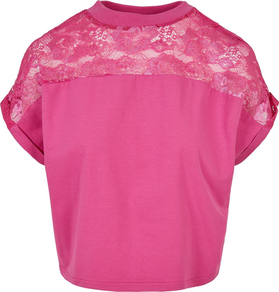 Urban Classics Ladies - Short Oversized Lace Top pink - S