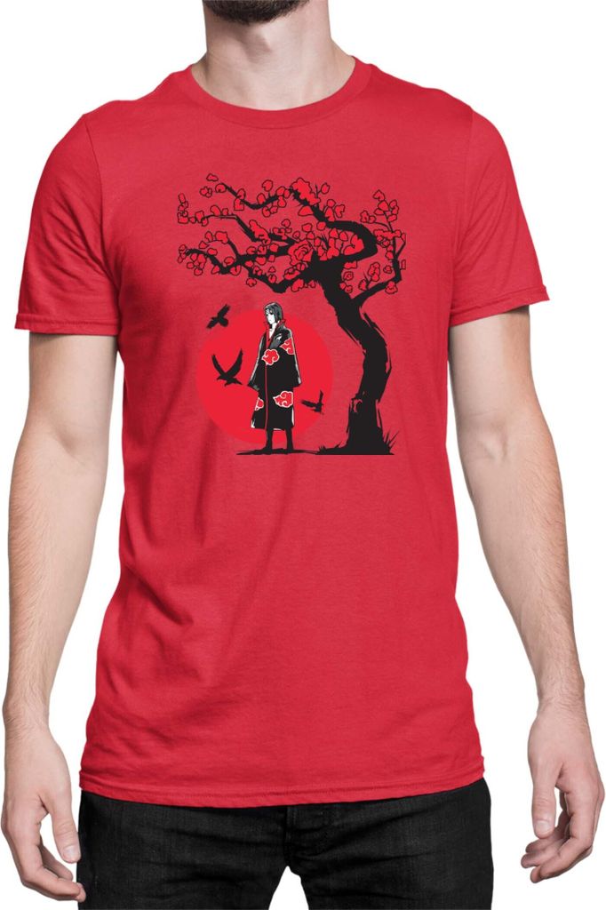 Herren T-Shirt Japan Anime Manga Naruto Itachi Uchiha Japan Tree, Man 3XL / Rot