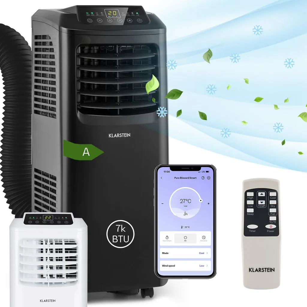 Climatiseur Mobile Silencieux contre la Chaleur 7000 BTU Classe A