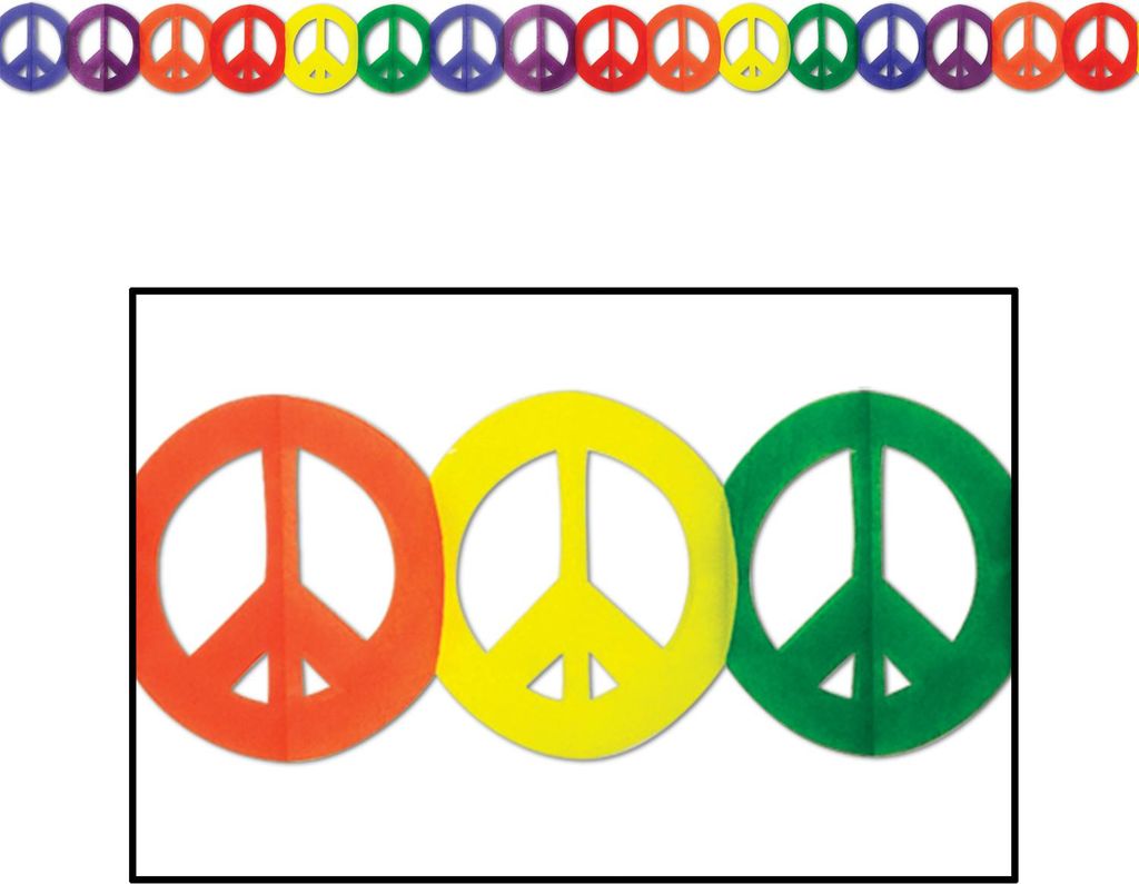 Hippie Girlande Party-Deko Peace-Zeichen bunt 365x15cm - Einheitsgröße