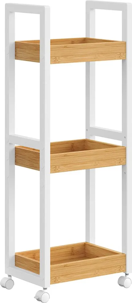 Mobiletto Bagno Slim 3 Livelli Bianco Naturale - Design Salvaspazio