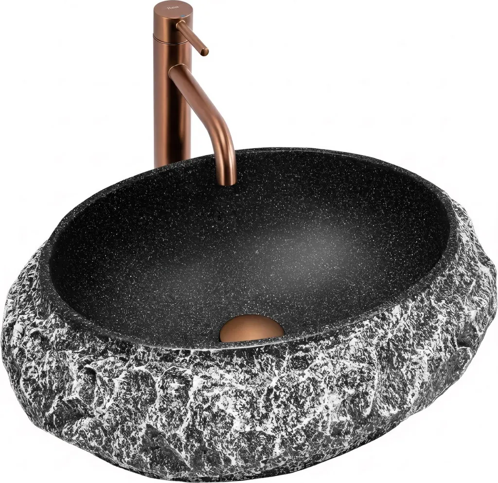 Lavabo Bagno Appoggio Rea Mika Gabro Black 50x38 | Stile Industriale