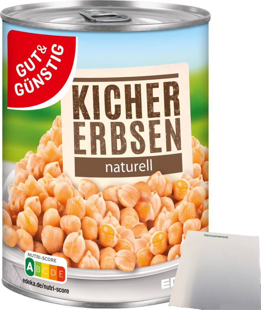 Gut & Günstig Kichererbsen naturell (400g Dose) + usy Block Produktbild 