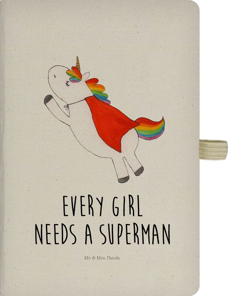 Mr. & Mrs. Panda Kladde Einhorn Super - Transparent - Geschenk, notizbuch, Held, Reisetagebuch, Journal, A5 Skizzenbuch, Traummann, Unicorn, Einhö...
