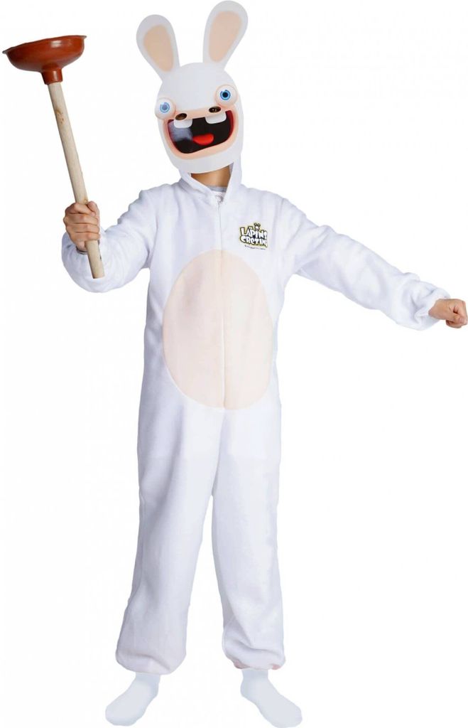 Raving Rabbids™-Kostüm für Kinder mit Maske weiss 10-12 Produktbild 