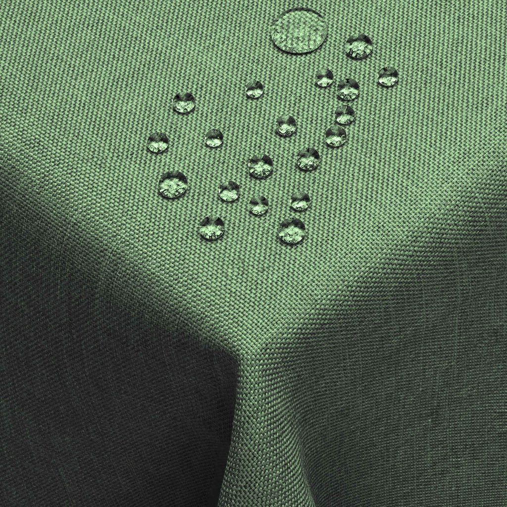 DecoHomeTextil Leinen Optik Tischdecke Dunkelgrün Eckig 130 x 340 cm mit Lotus Effekt Abwaschbar
