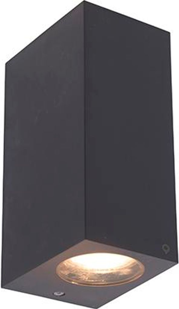 QAZQA - Modern Smarte Außen Wandleuchte grau aus Kunststoff inkl. 2 Wifi GU10 - Baleno I Außenbeleuchtung I Up & Down - Rechteckig - LED geeignet...