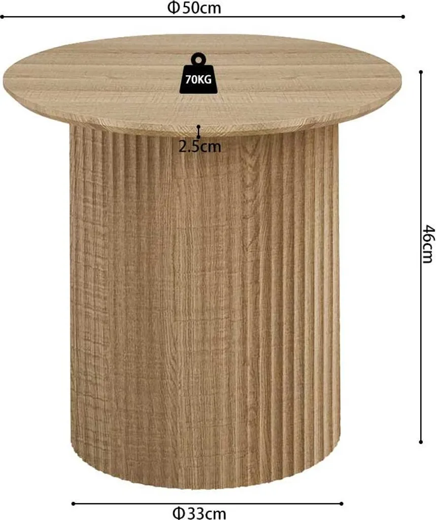 Petite table basse Lagos Ø50 cm robuste en chêne pour salon moderne - 7