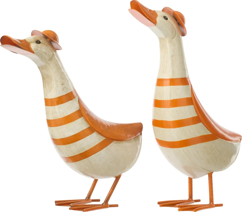 Aménager son Jardin avec le Grand Canard Métal J-Line Rayé Orange et Blanc