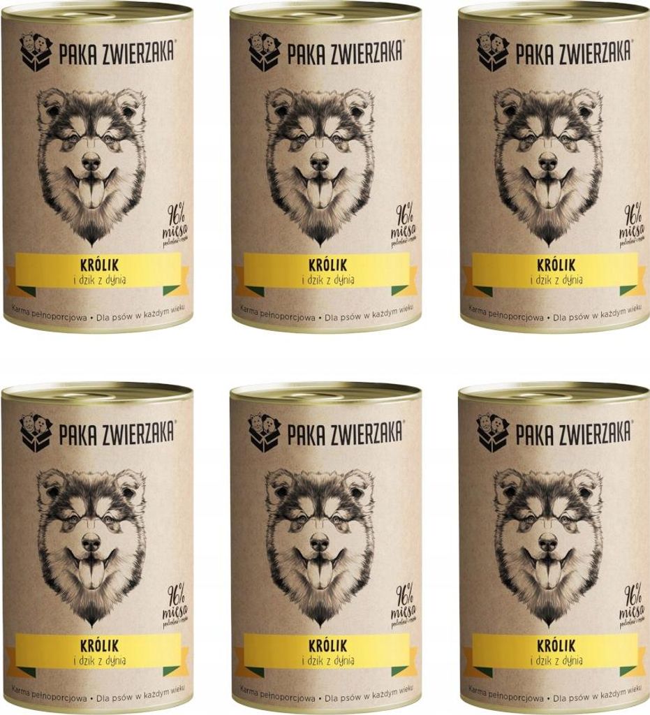 Tierpackung Kaninchen und Wildschwein mit Kürbis 6x400g