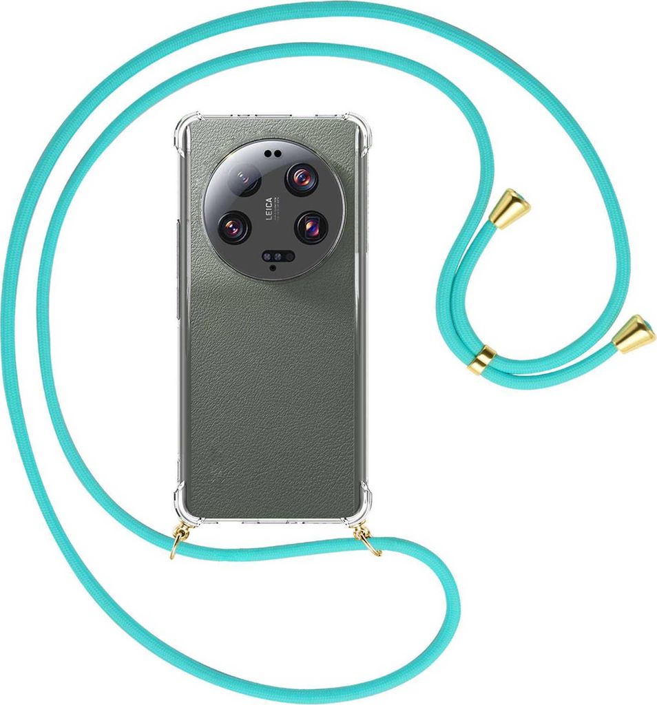 Handykette Backcover-Schutzhülle mit Band (Metall goldfarben) für Xiaomi 13 Ultra (6.73'') - türkis