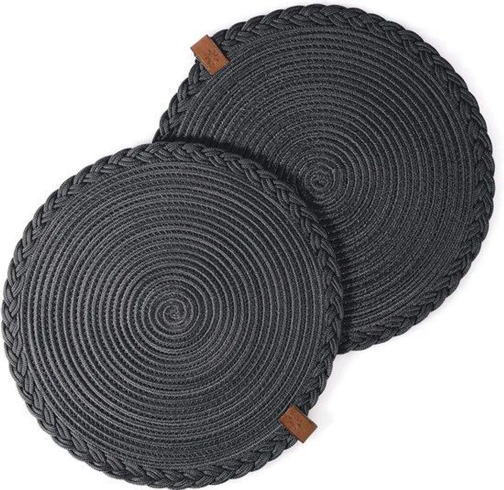 Rondelles en coton noir 32 cm lavables lot de 2 pour déco de table