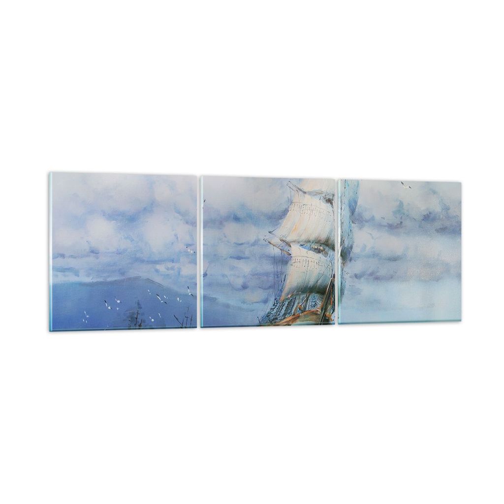 Bilder auf glas - Meer Segelschiff - 150x50cm - Glasbilder - Wandbilder - Kunstdruck - zum Aufhängen bereit - Wanddekoration aus Glas - Glas Bilde...