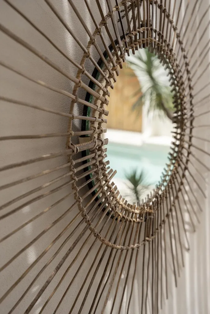 Miroir rotin marron 80cm - Solution déco pour agrandir votre intérieur