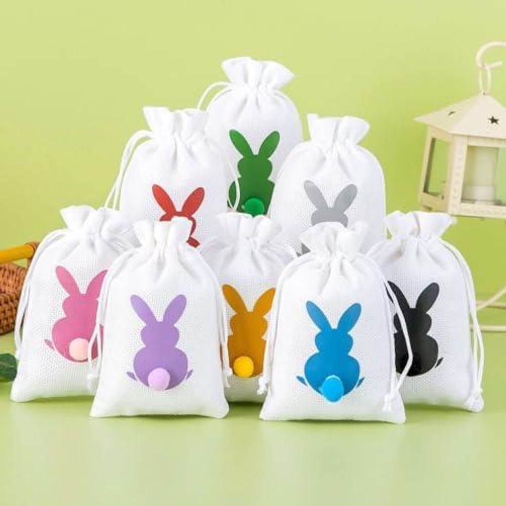 24 Stück Oster-Jutebeutel, Hasen-Jute-Geschenktüten mit Kordelzug, Oster-Geschenktüten für Ostern, Geburtstag, Party, Gastgeschenke, Dekoration...