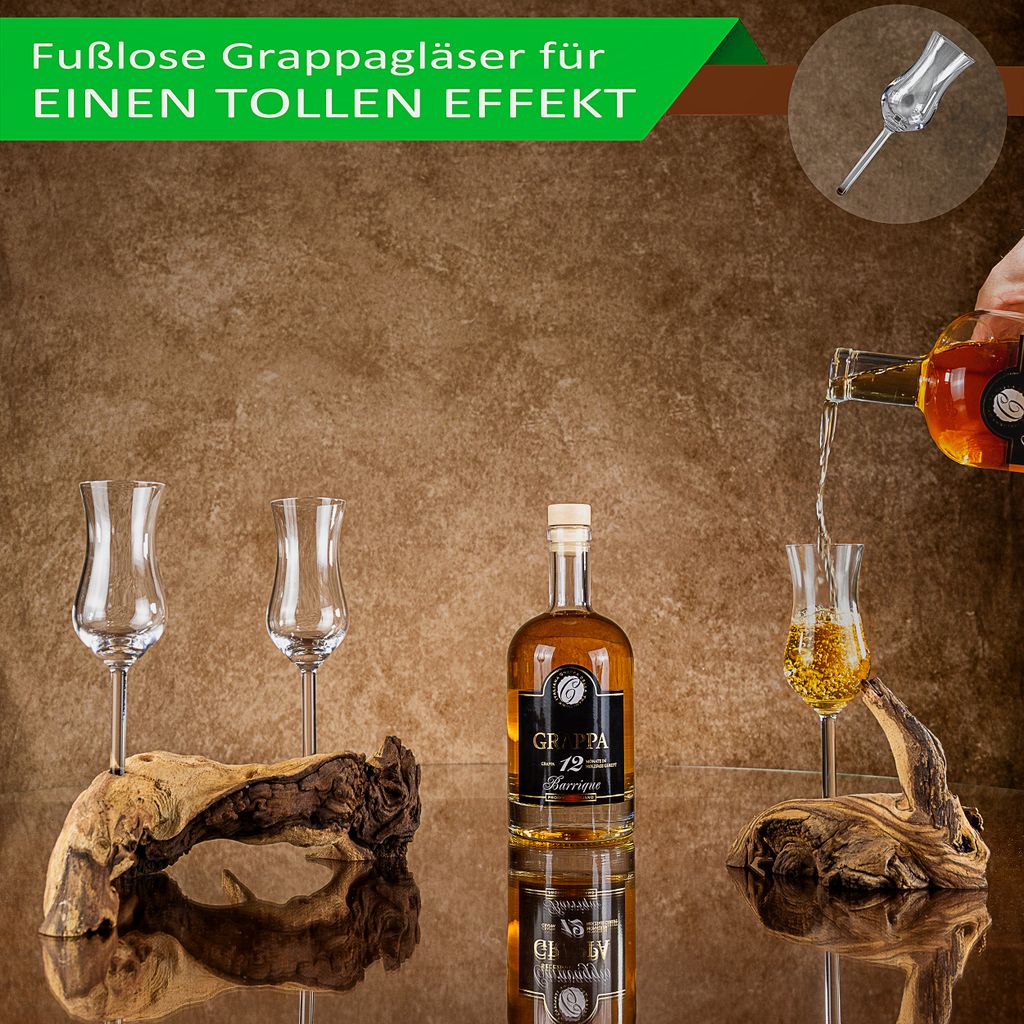 Schnapsgläser / Grappagläser edel auf Einer Wurzel aus Produktbild 3