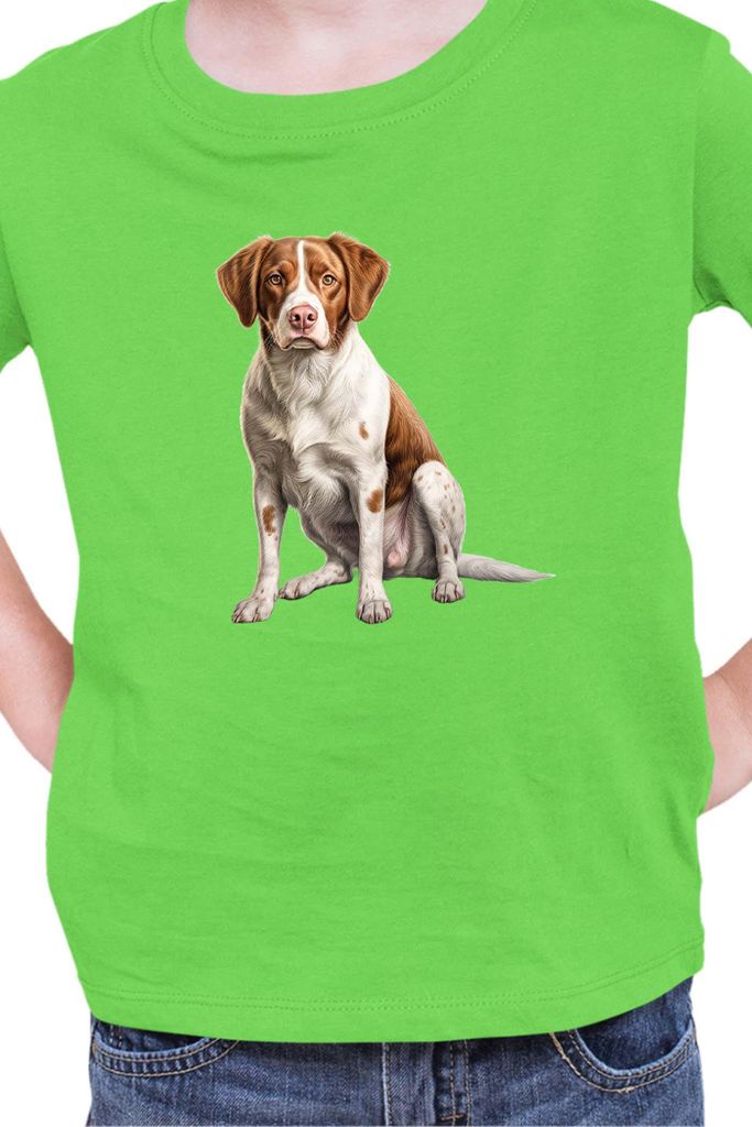 Kinder T-Shirt Dogs Breeds Brittany Dog Breed 006, 3-4 Jahr - 104 / Lime