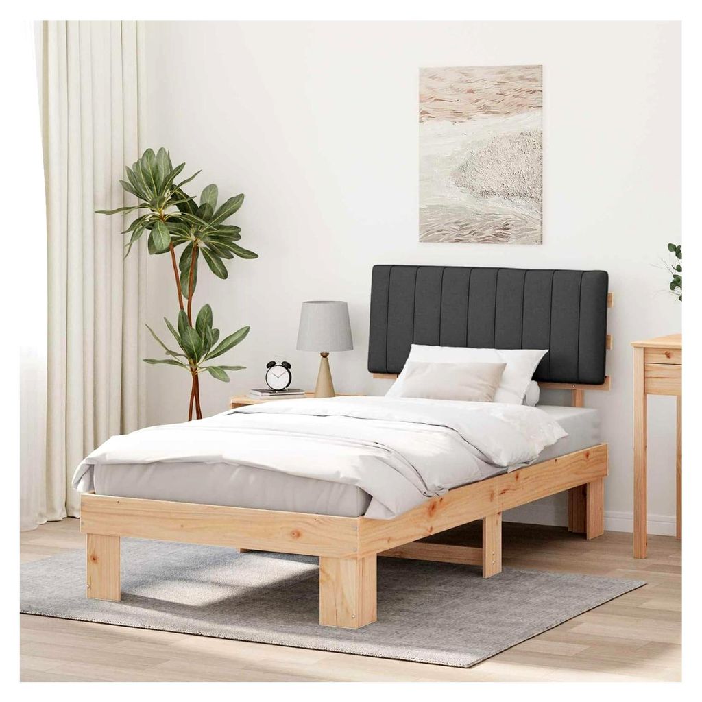 Bettgestell mit gepolstertem Kopfteil in Dunkelgrau 100 x 200 cm