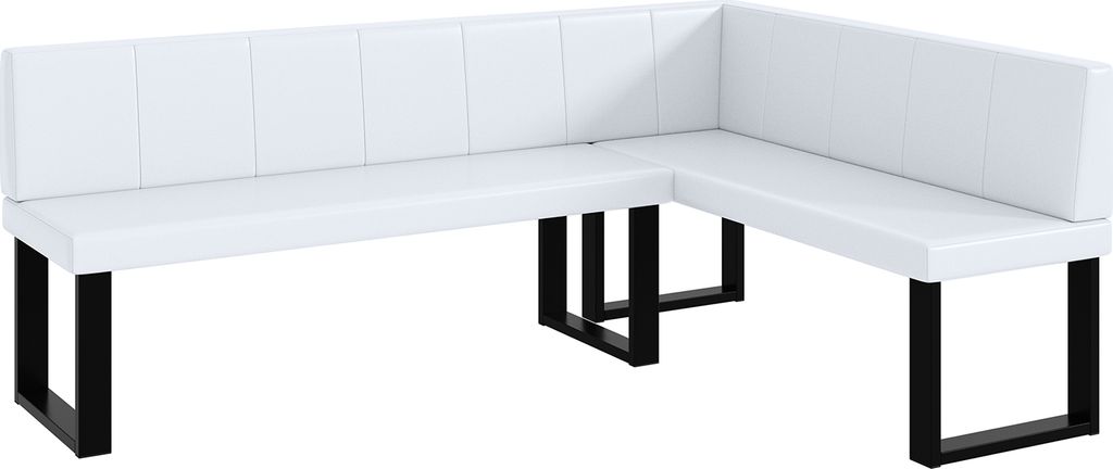 MEBLINI Eckbank für Esszimmer - Küchenbank - Essecke - Sitzecke Küche - PETER - U-Beine 142x196x87cm Rechts - Weiß Kunstleder