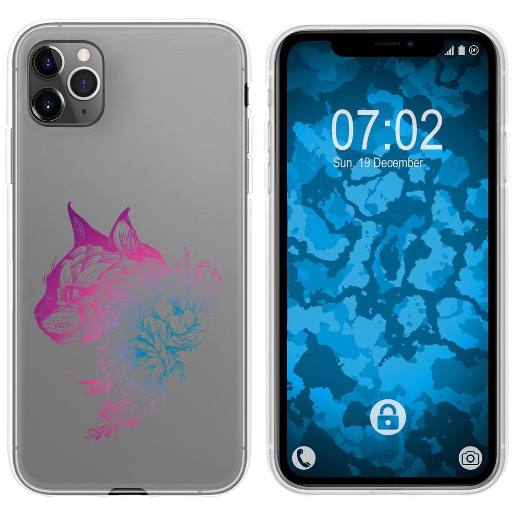 PhoneNatic Case kompatibel mit Apple iPhone 11 Pro Max Silikon-Hülle Floral Katze M2-6