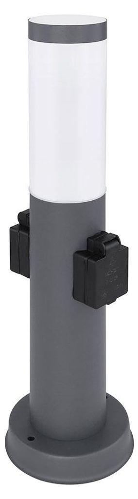 LED Sockelleuchte, Edelstahl, 2x Steckdose, H 45 cm Produktbild 