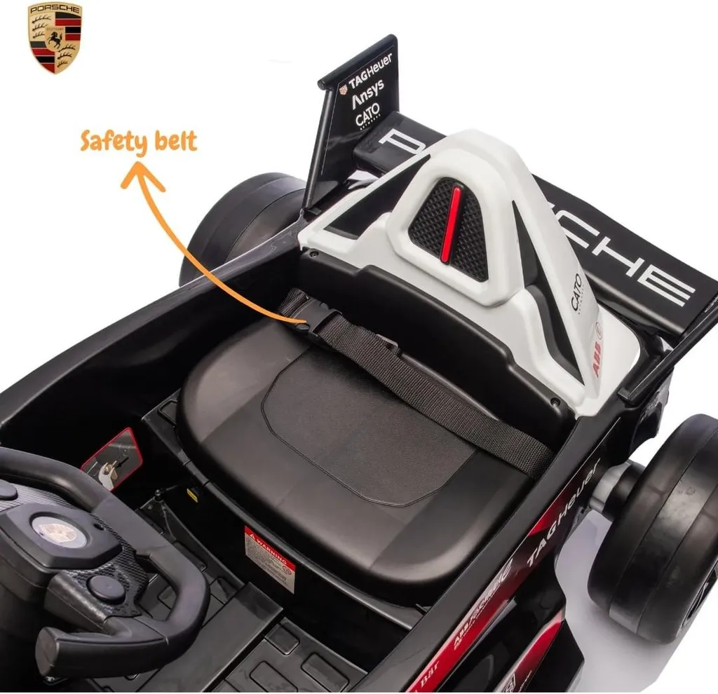 Porsche Formule E 12V noire : démarrage progressif, Bluetooth et commande parent - 4