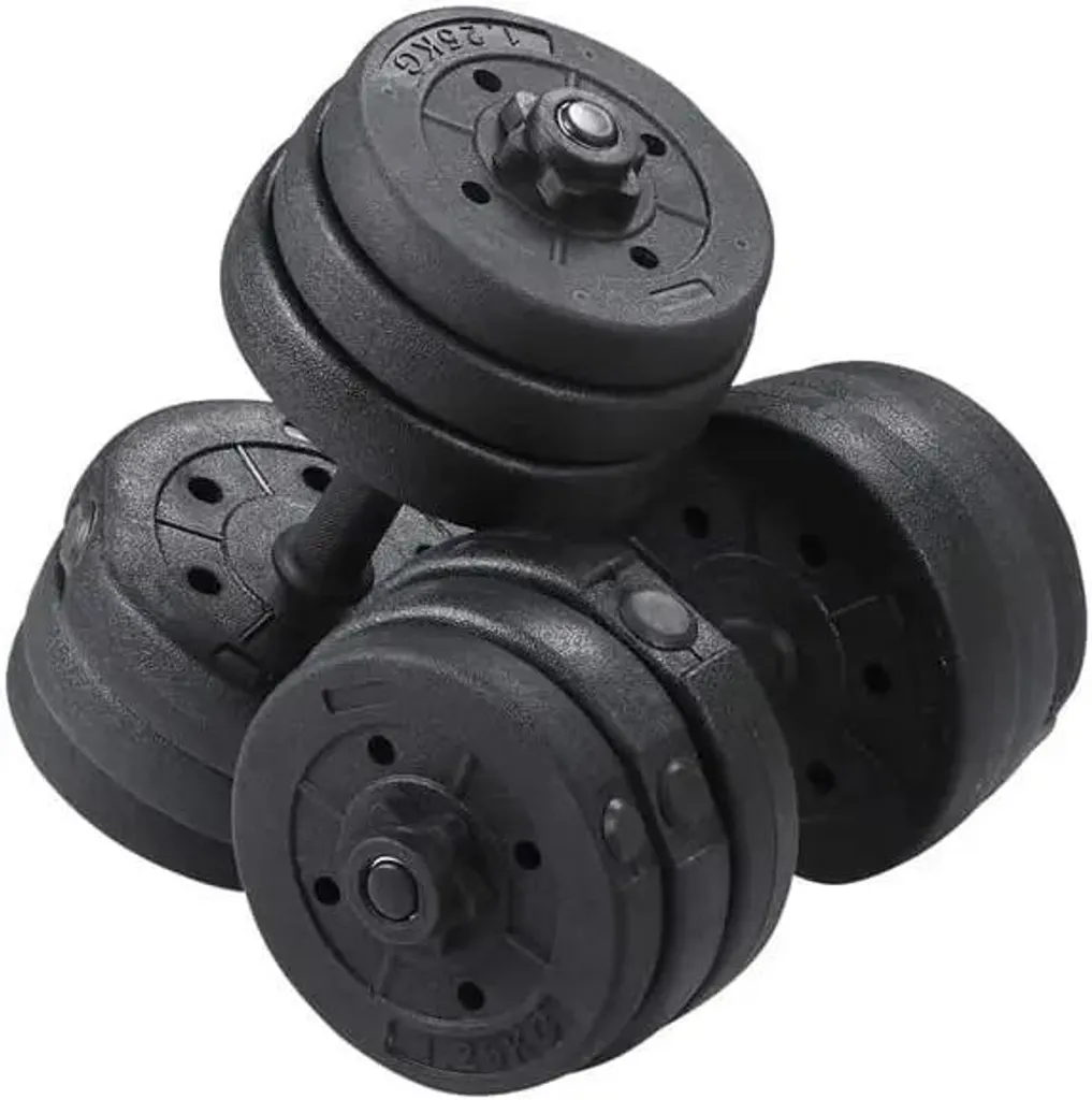 Haltères 2-en-1 réglables 20-25 kg - Kit musculation fonte noir modulable