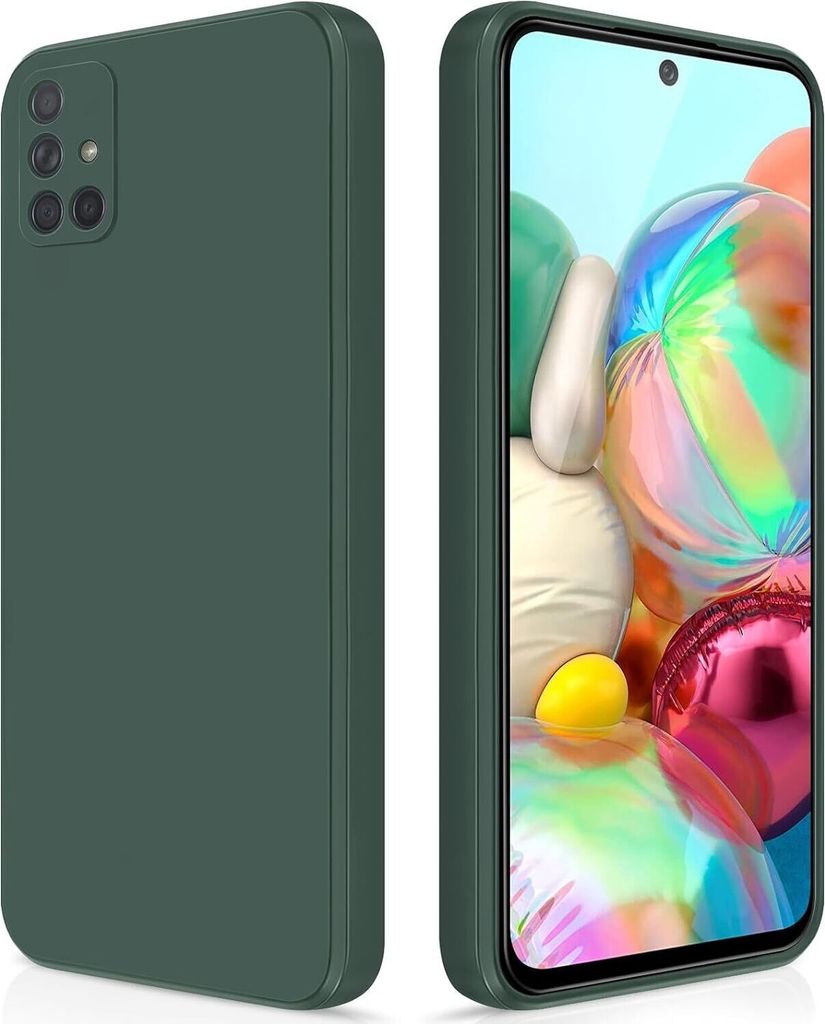 Silikon Hülle für Samsung Galaxy A71 4G Flüssigsilikon Dünn Gel Gummi Matt Kratzfeste Schutzhülle Nachtgrün