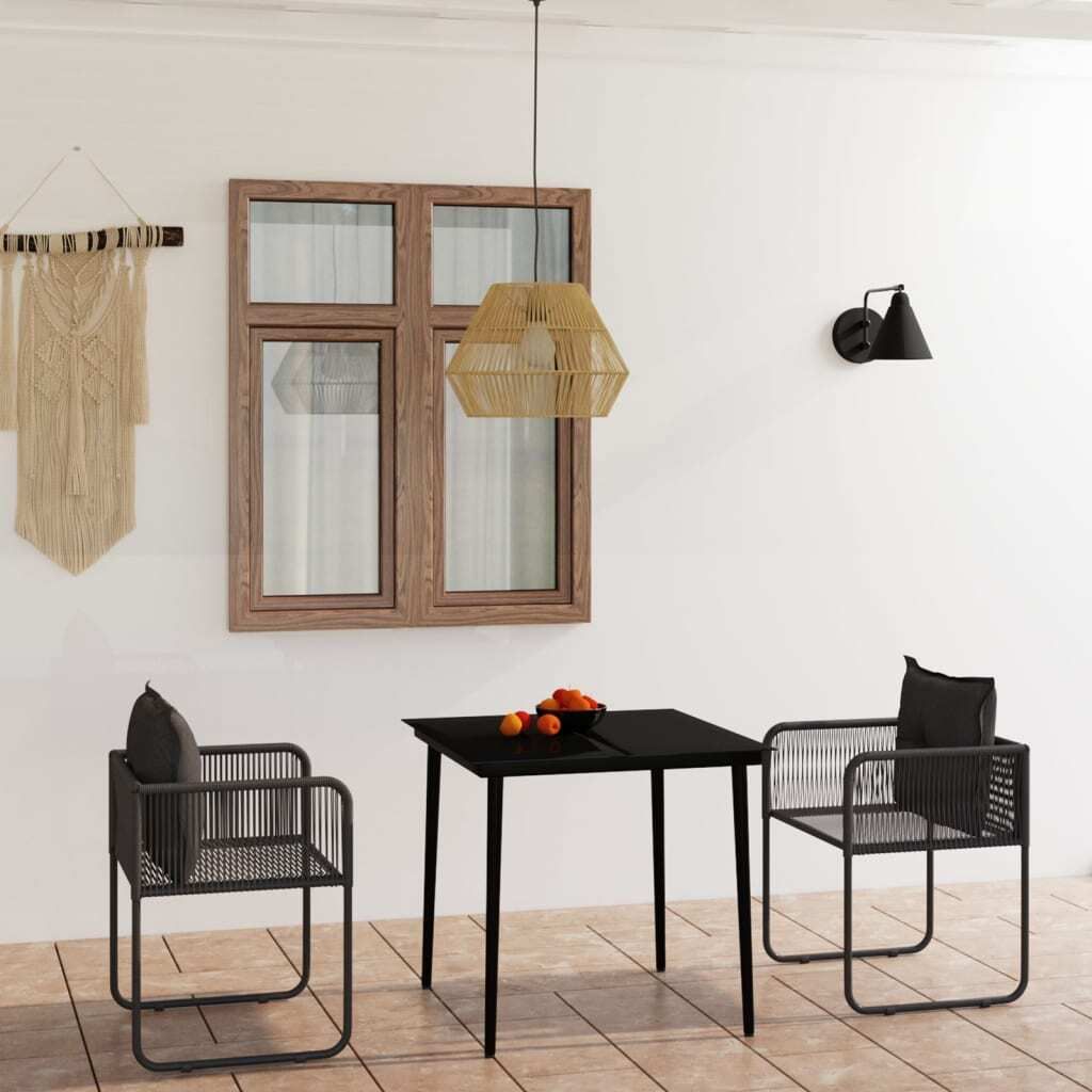"2026 Promotion" 3-tlg. Garten-Essgruppe - mit Tisch und Stühlen - Schwarz - Gartenmöbelset CC4507