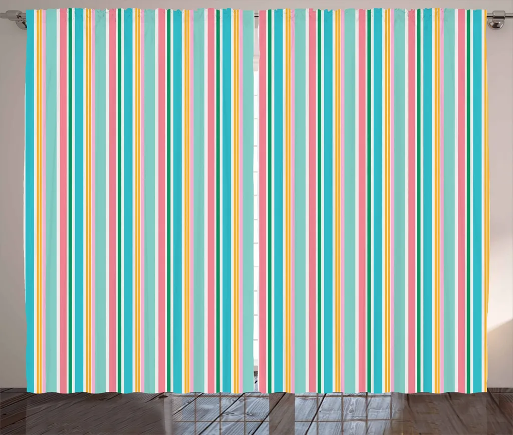 Tenda Rustica ABAKUHAUS 280x175 cm a Righe - Tessuto Satin Multicolore