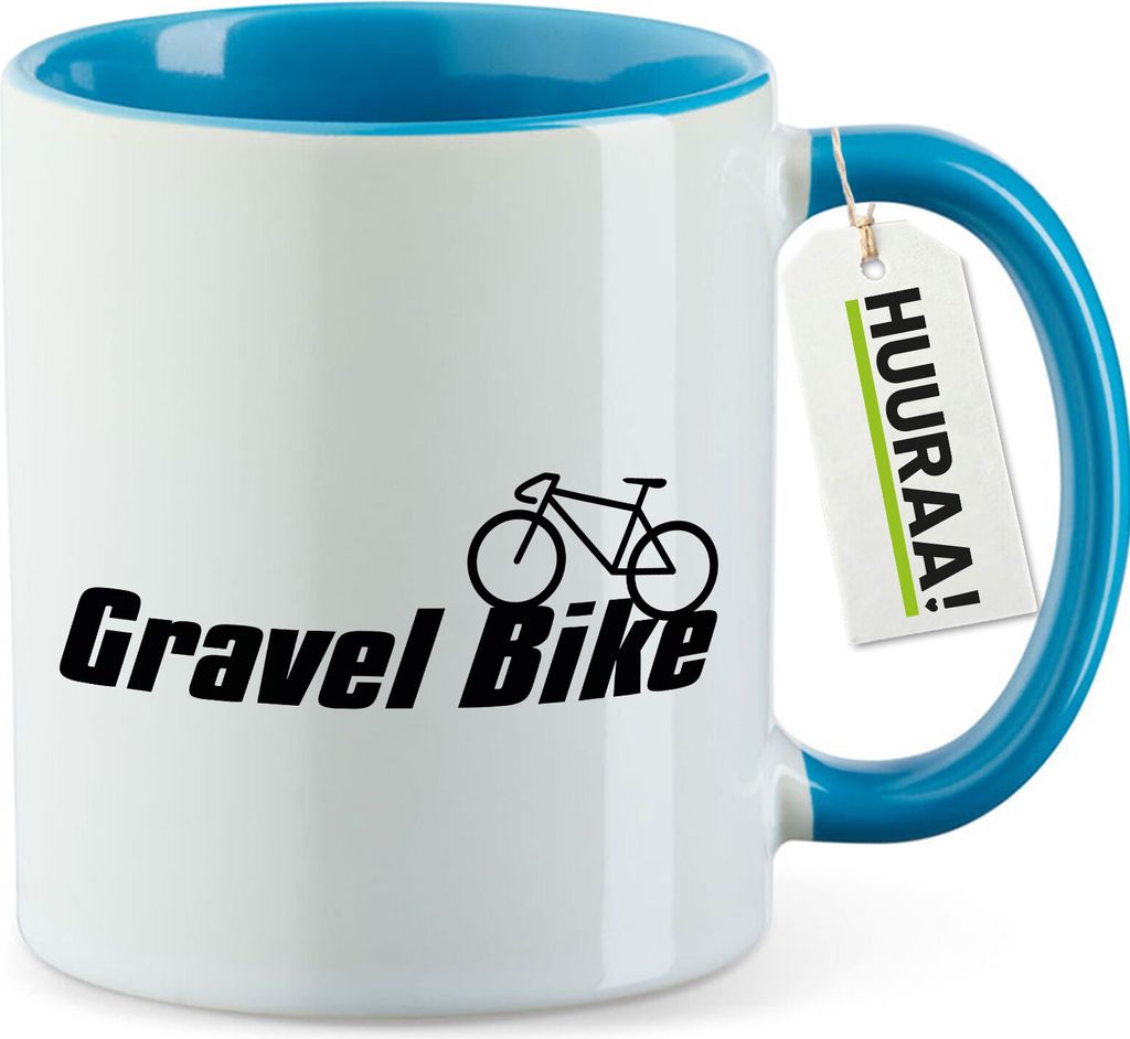 Huuraa Becher Gravel Bike Fahrrad Geschenk 330ml Blau Gravel Bike Geschenkidee